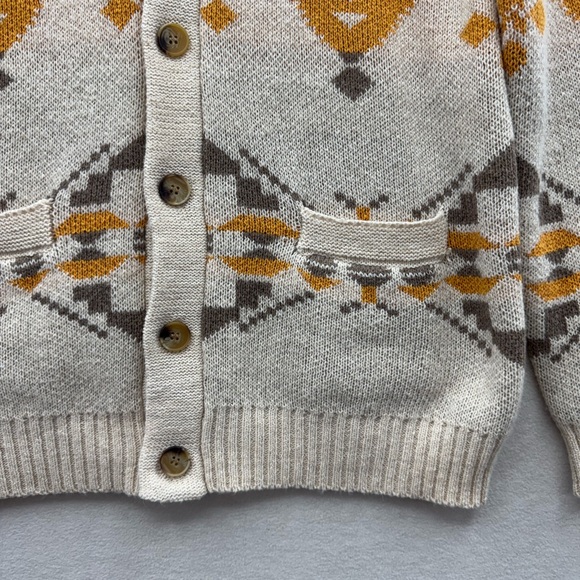 Sinransinya Women’s XL Button Front Cardigan Sweater Cream Abstract Pattern - Picture 4 of 9